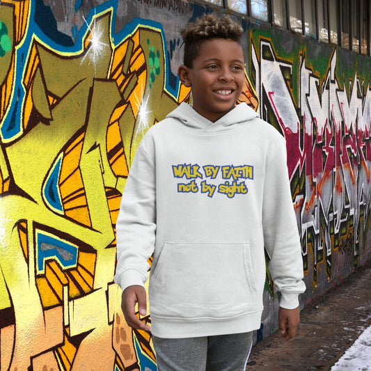 WALK BY FAITH Premium Kids Hoodie